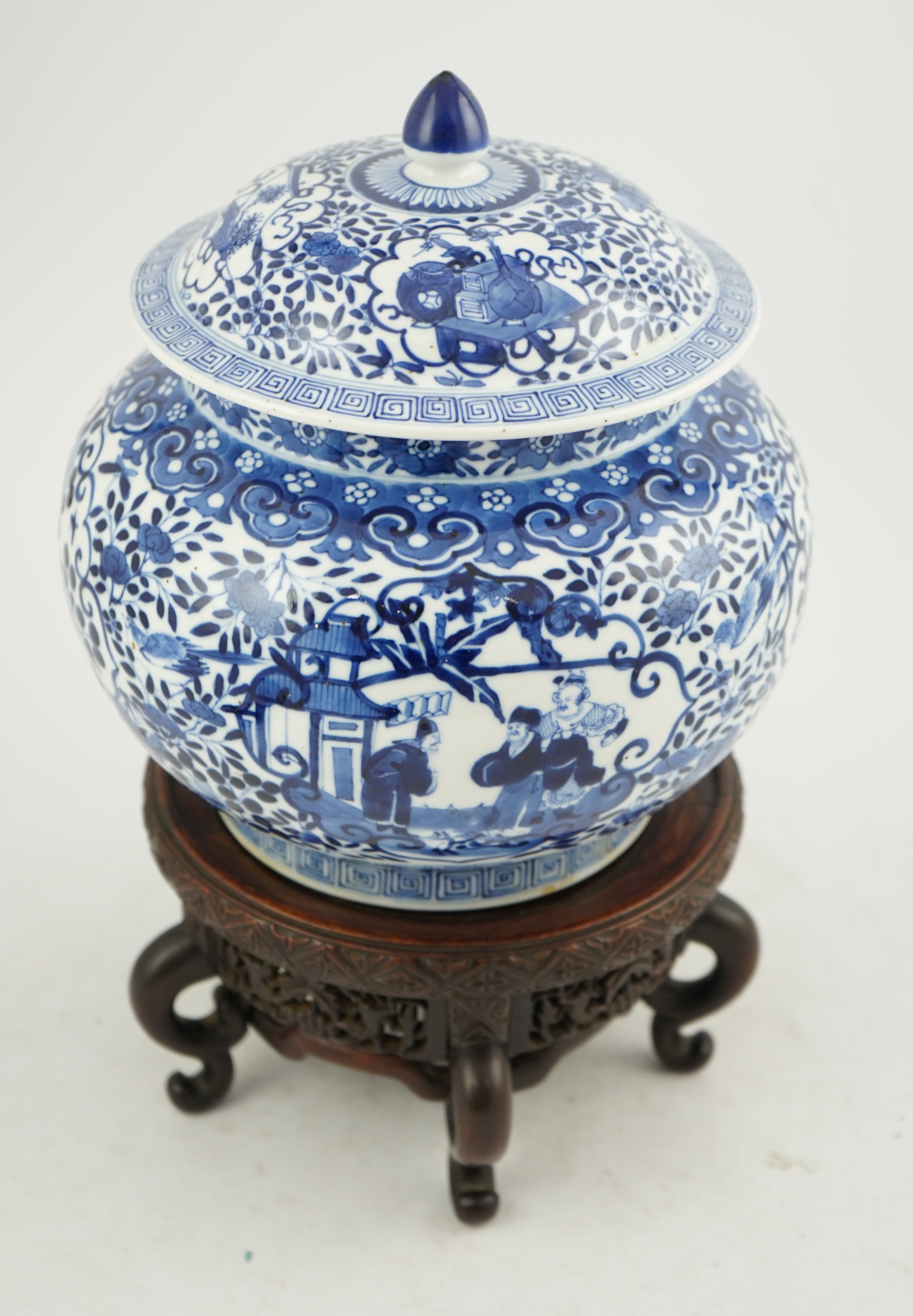 A Chinese blue and white jar and cover, Shunzhi mark but Guangxu period